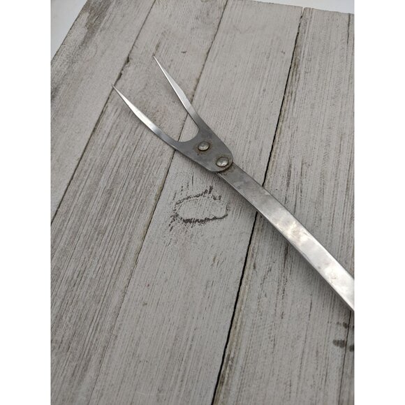Fruit Handle #5 Stainless Steel Wide Meat Fork 12" USA Vintage - Picture 3 of 7